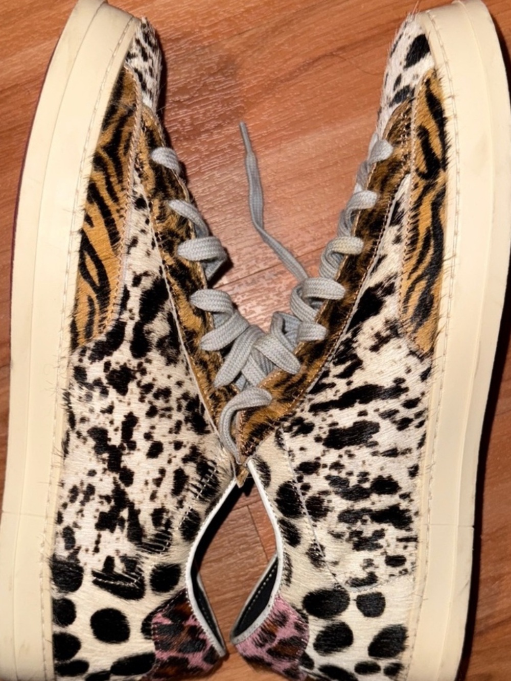 P448 Leopard-Print Low-Top Sneakers in Black, White & Tan - Picture 13 of 16